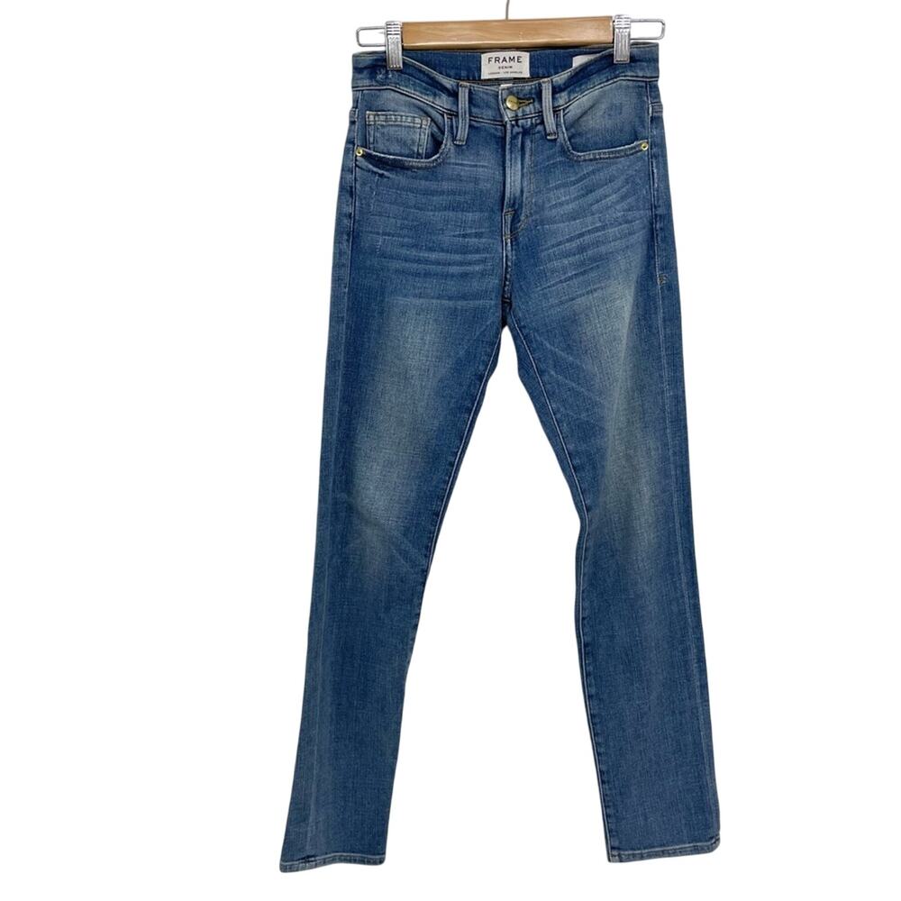 Frame Le Boy High Rise Straight Leg Jeans Womens 24 Boyfriend Medium Wash Blue - Picture 2 of 10